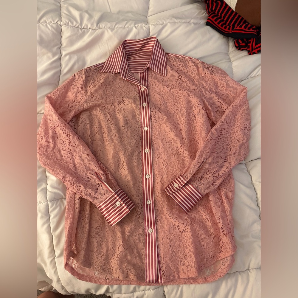 Hand Over Pink Lace Shirt